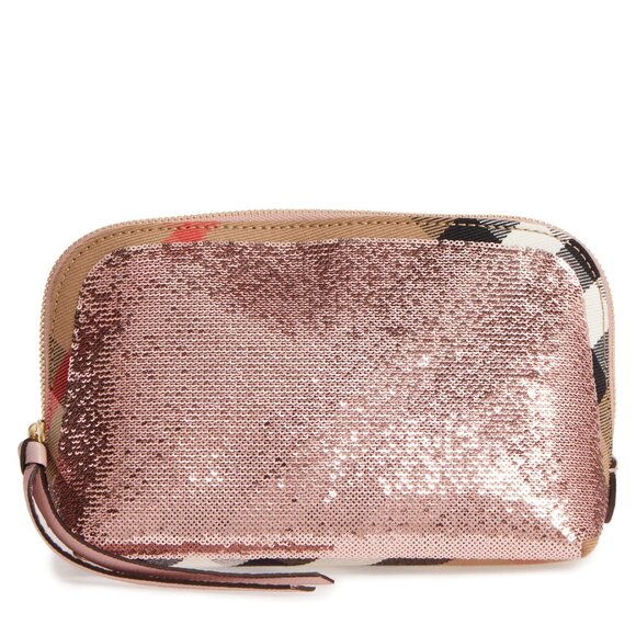 NWOT Burberry Bridle Sequined Large Pouch, Metallic...